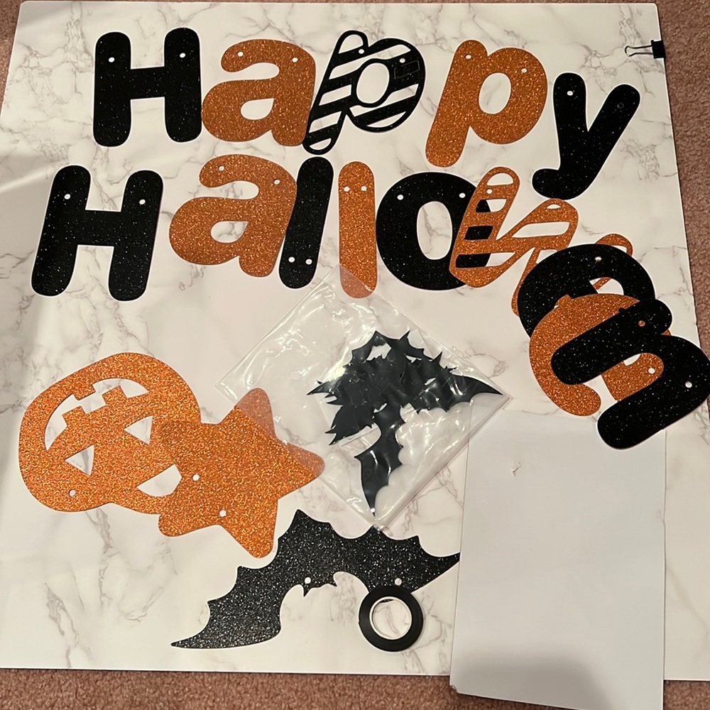 NIB “Happy Halloween” Banner with bats